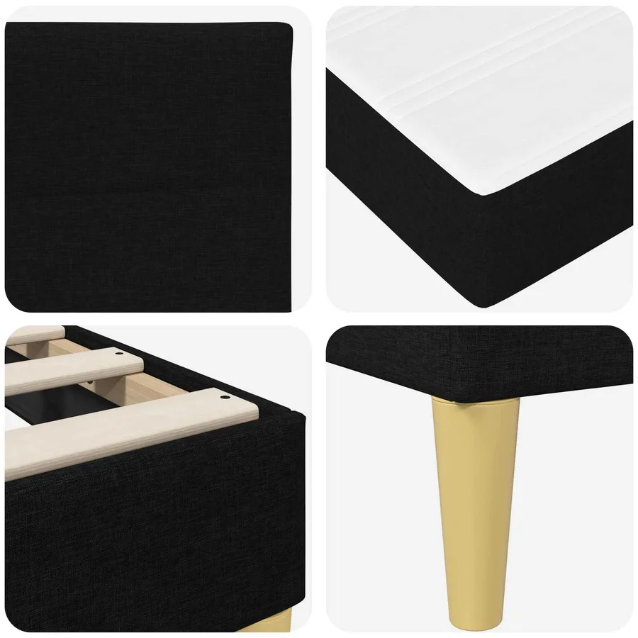 Cadre de lit Noir 100 x 200 cm Polyester - 9