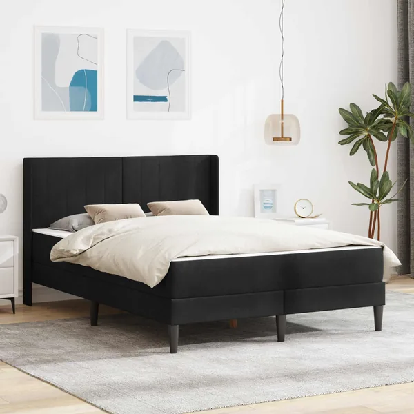 Cadre de lit avec matelas Noir 140 x 200 cm Velours