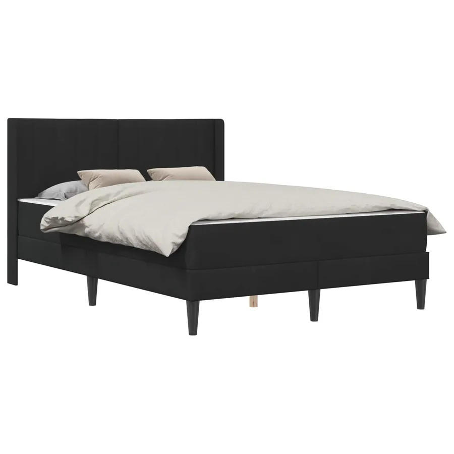 Cadre de lit avec matelas Noir 140 x 190 cm Velours - 2