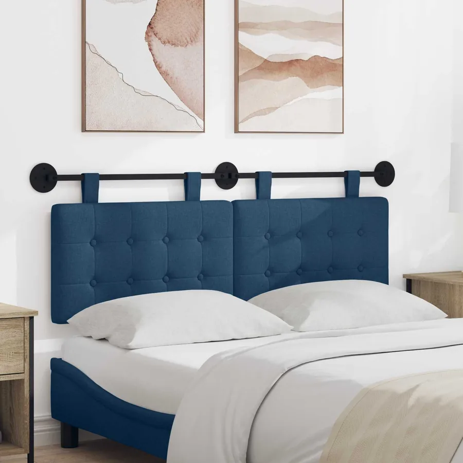 Tête de lit suspendue Bleu Tissu