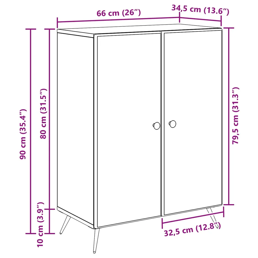 Buffet Blanc 66 x 34,5 x 90 cm Bois d'ingénierie - 11