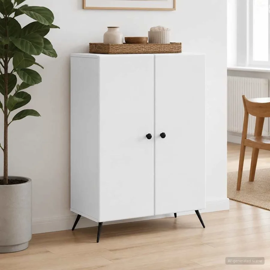 Buffet Blanc 66 x 34,5 x 90 cm Bois d'ingénierie - 4