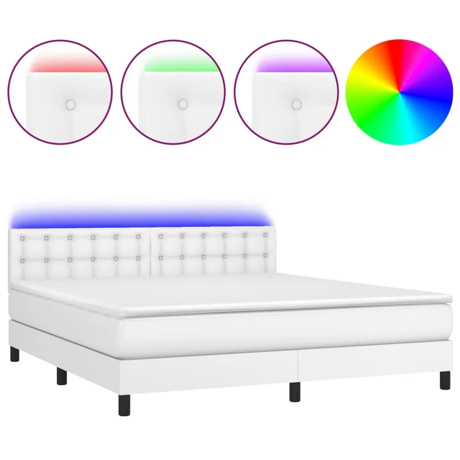 Sommier à lattes de lit avec matelas et LED Blanc 180x200 cm - 2