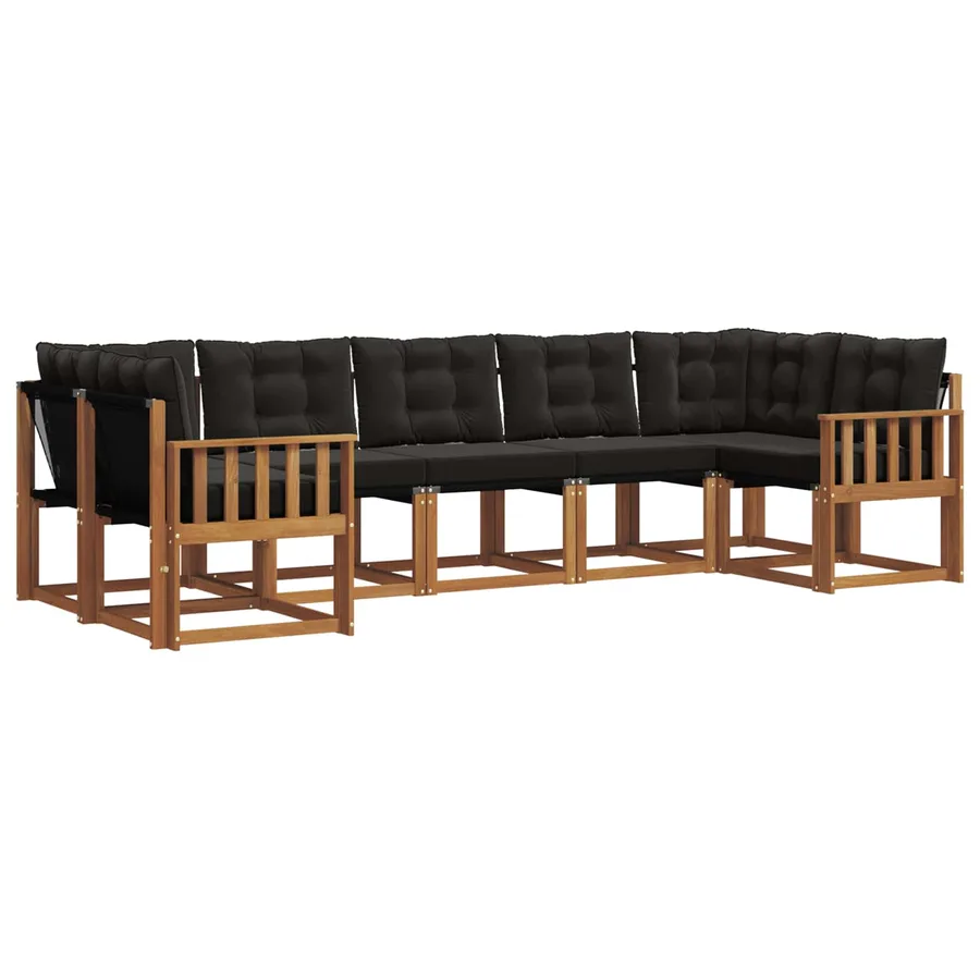 Ensemble de canapés d'extérieur 7 pcs Naturel et Noir - 2