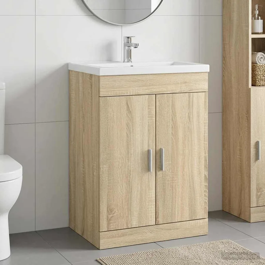 Meuble sous lavabo de salle de bain Chêne Sonoma