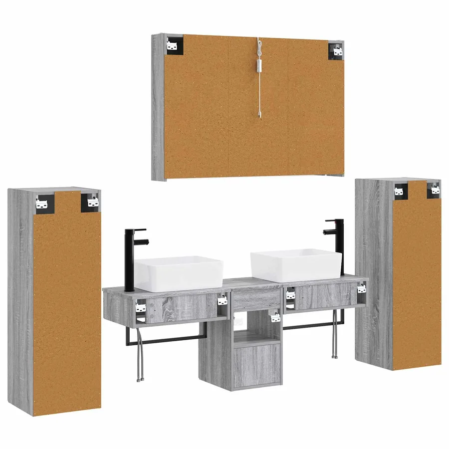 Ensemble de mobilier de salle de bain 6 pcs Sonoma gris - 9