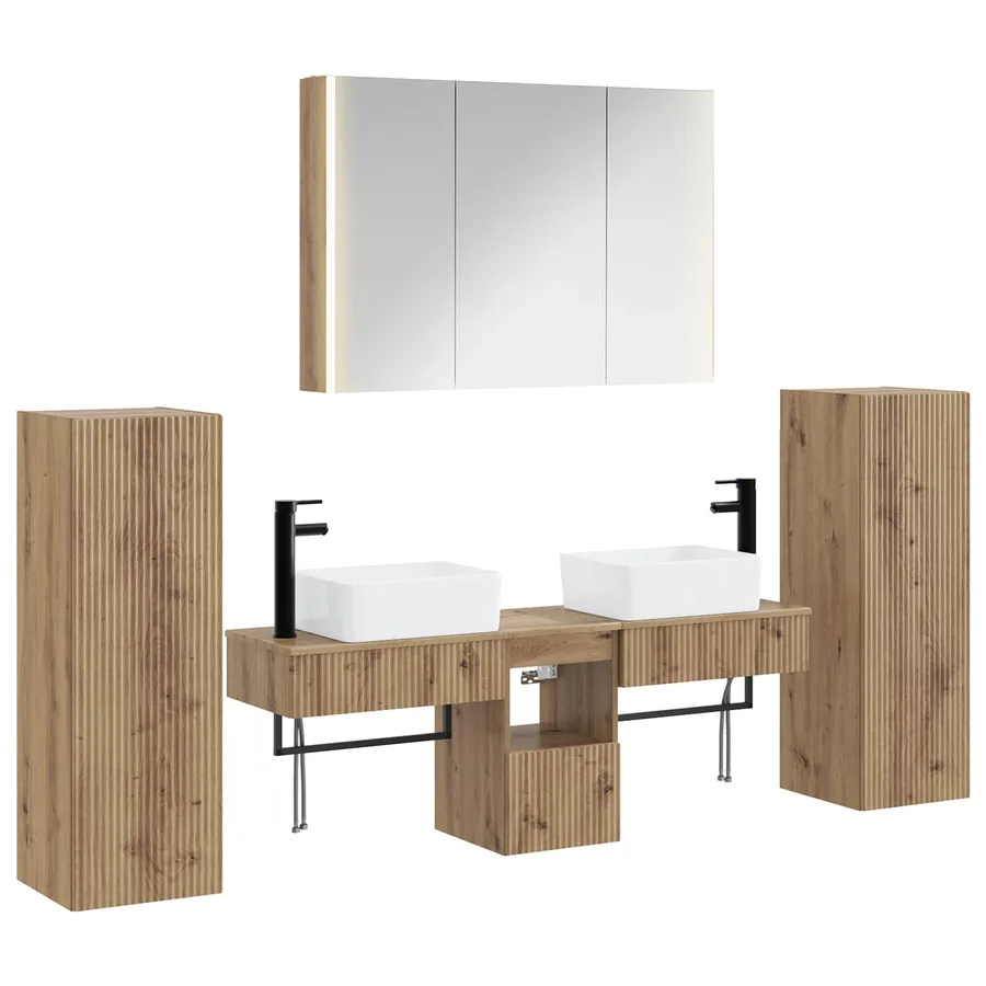 Ensemble de mobilier de salle de bain 6 pc Chêne artisanal - 2