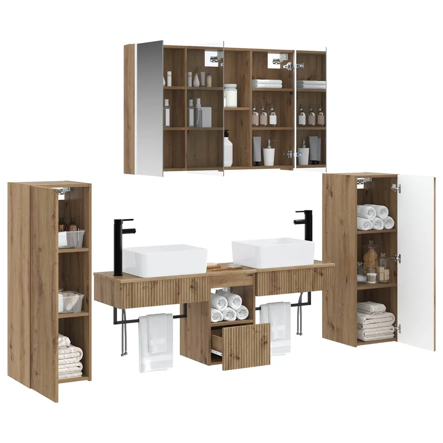 Ensemble de mobilier de salle de bain 6 pc Chêne artisanal - 3