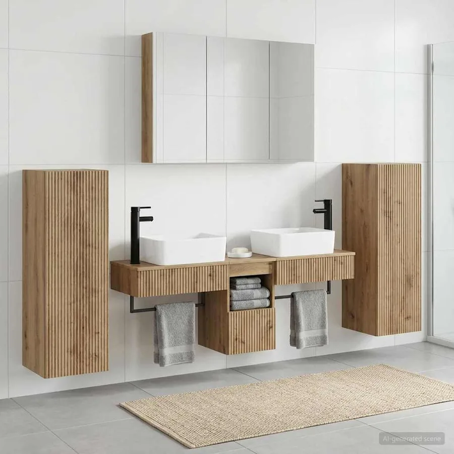 Ensemble de mobilier de salle de bain 6 pc Chêne artisanal - 4
