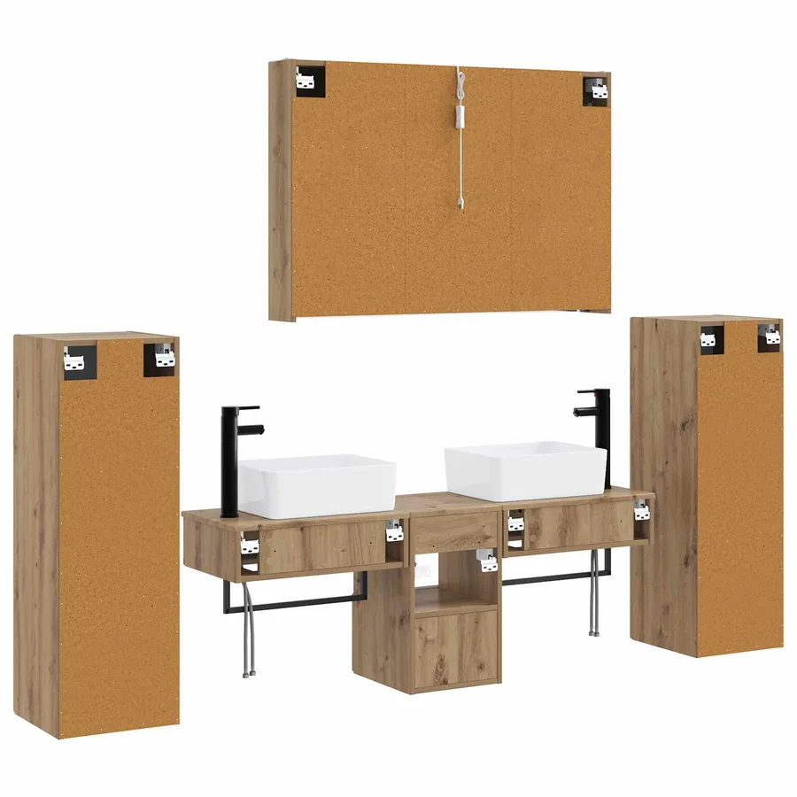Ensemble de mobilier de salle de bain 6 pc Chêne artisanal - 9