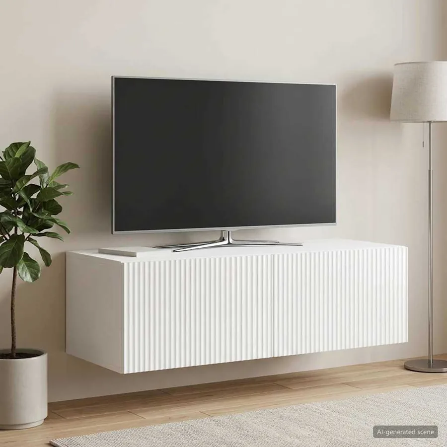 Meuble TV mural Montage mural Blanc brillant 98 x 41 x 30 cm