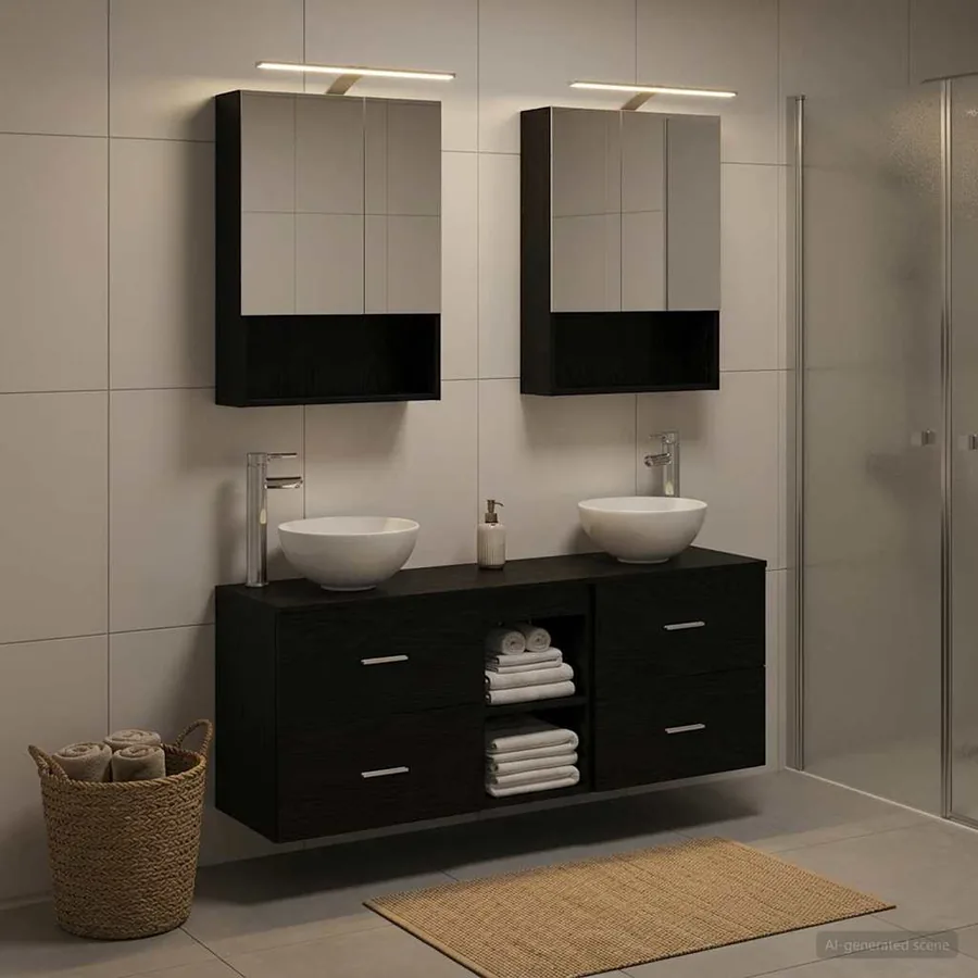 Ensemble d'armoire de salle de bain 5 pcs Chêne noir