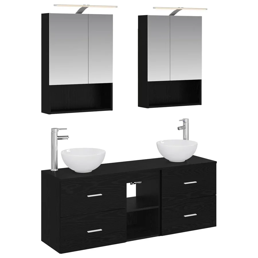 Ensemble d'armoire de salle de bain 5 pcs Chêne noir - 2