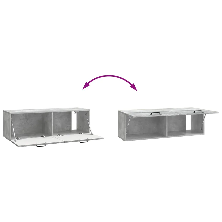 Meuble TV mural Gris béton 98 x 31 x 30 cm Bois d'ingénierie - 10