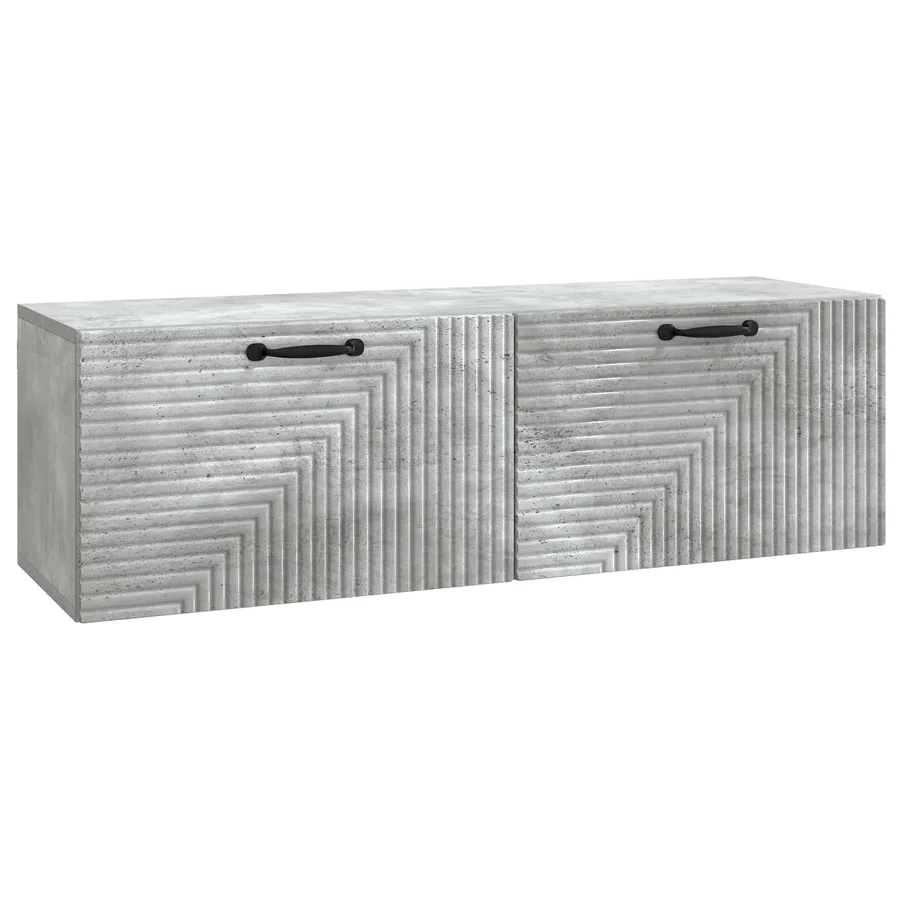 Meuble TV mural Gris béton 98 x 31 x 30 cm Bois d'ingénierie - 2