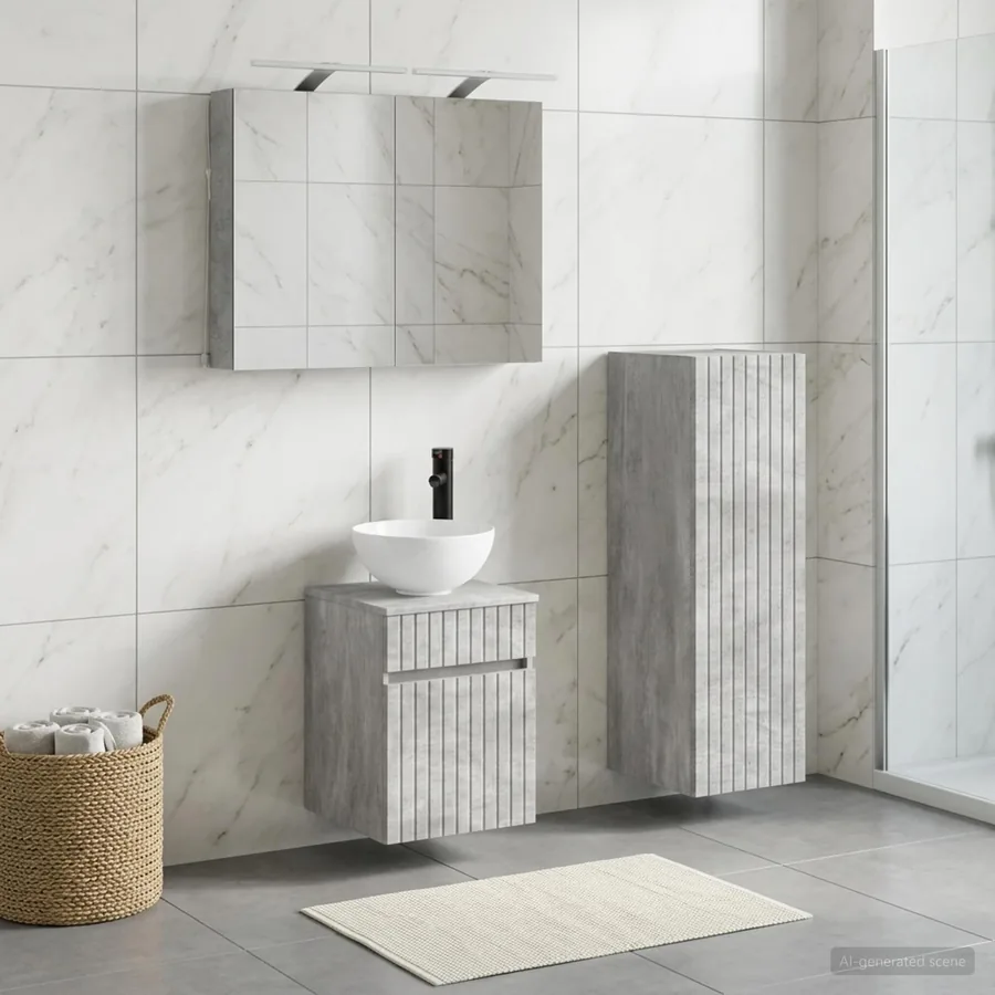 Ensemble de mobilier de salle de bain 4 pcs Gris béton