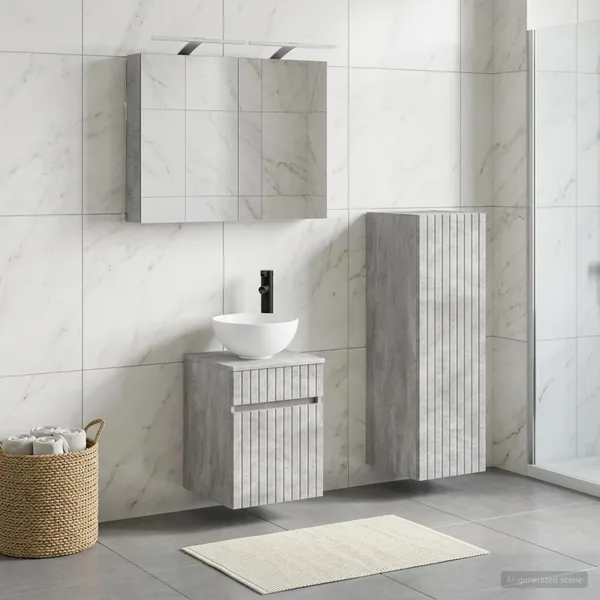 Ensemble de mobilier de salle de bain 4 pcs Gris béton