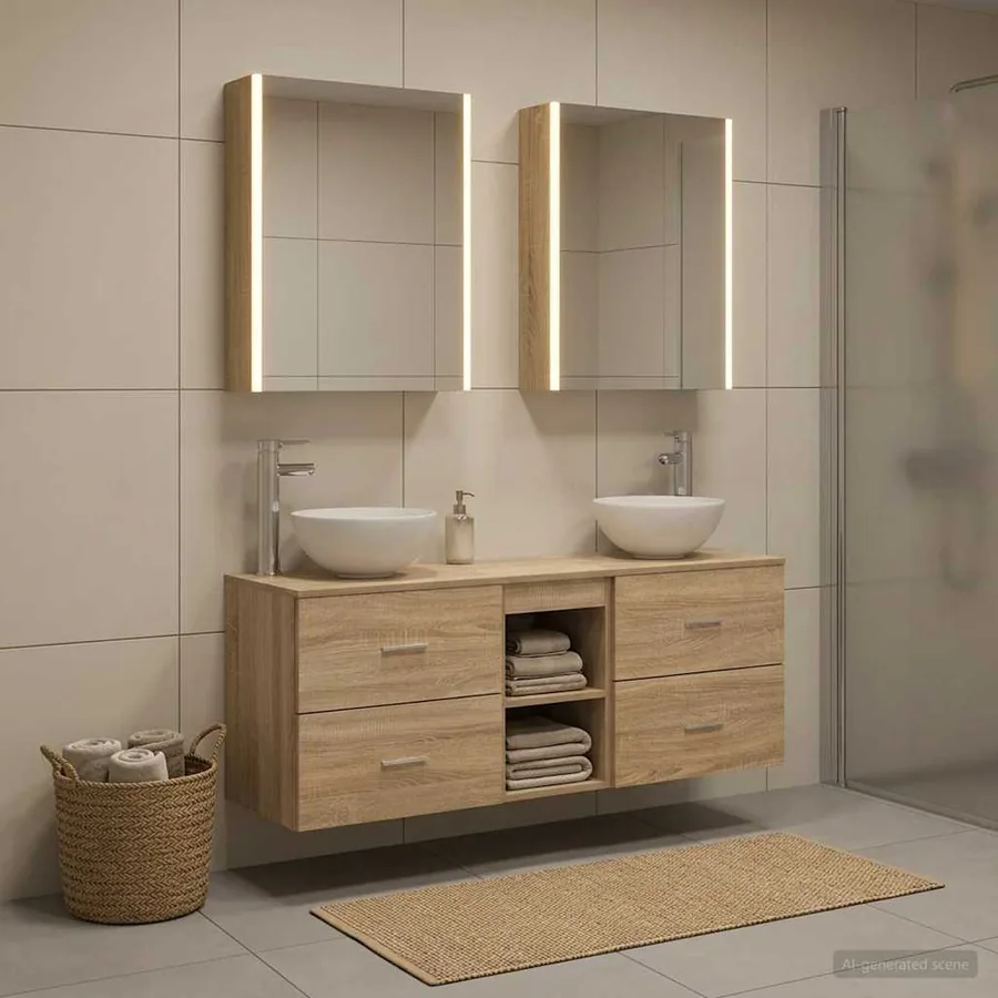 Ensemble d'armoire de salle de bain 5 pcs Chêne Sonoma