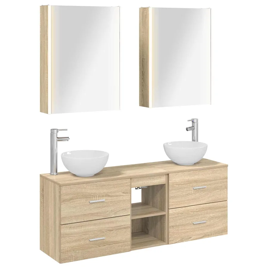 Ensemble d'armoire de salle de bain 5 pcs Chêne Sonoma - 2