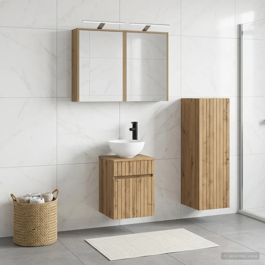 Ensemble de mobilier de salle de bain 4 pc Chêne artisanal