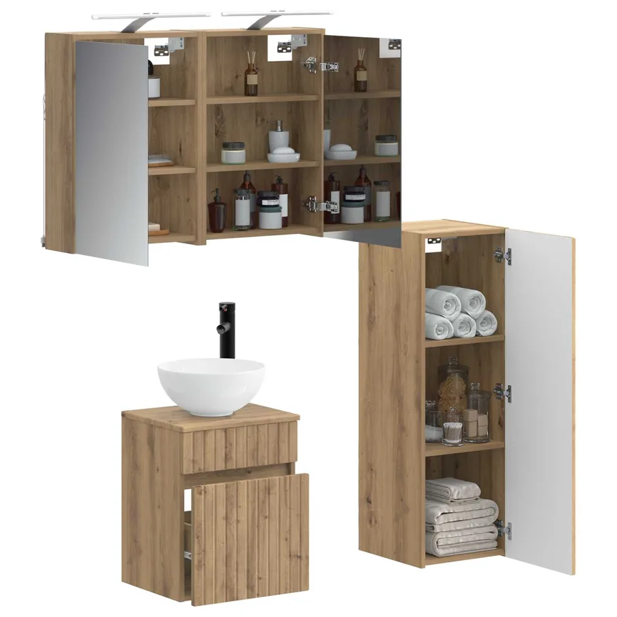 Ensemble de mobilier de salle de bain 4 pc Chêne artisanal - 3