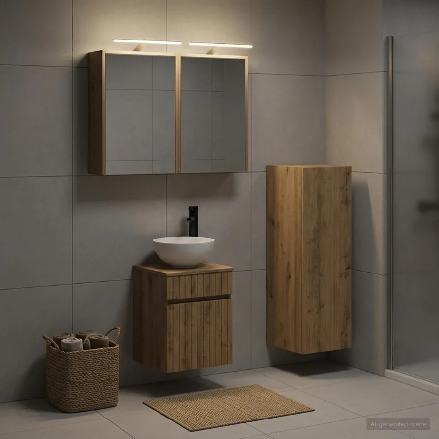 Ensemble de mobilier de salle de bain 4 pc Chêne artisanal - 4