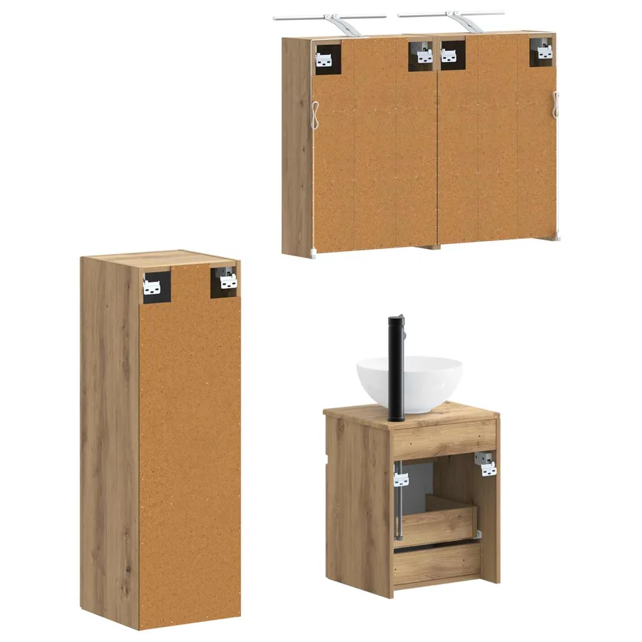 Ensemble de mobilier de salle de bain 4 pc Chêne artisanal - 5