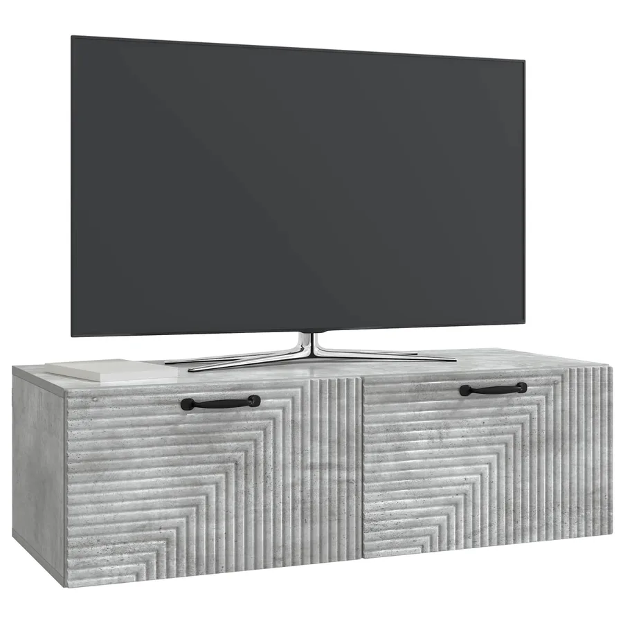 Meuble TV mural Gris béton 98 x 41 x 30 cm Bois d'ingénierie - 3