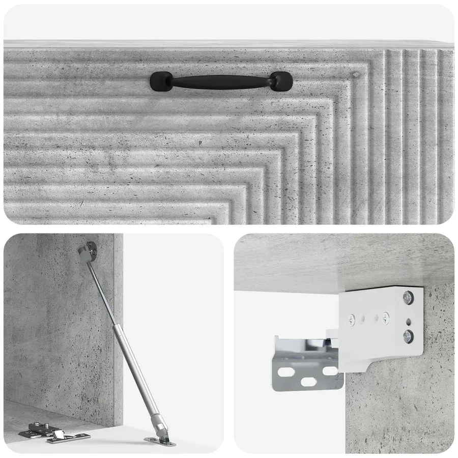 Meuble TV mural Gris béton 98 x 41 x 30 cm Bois d'ingénierie - 9