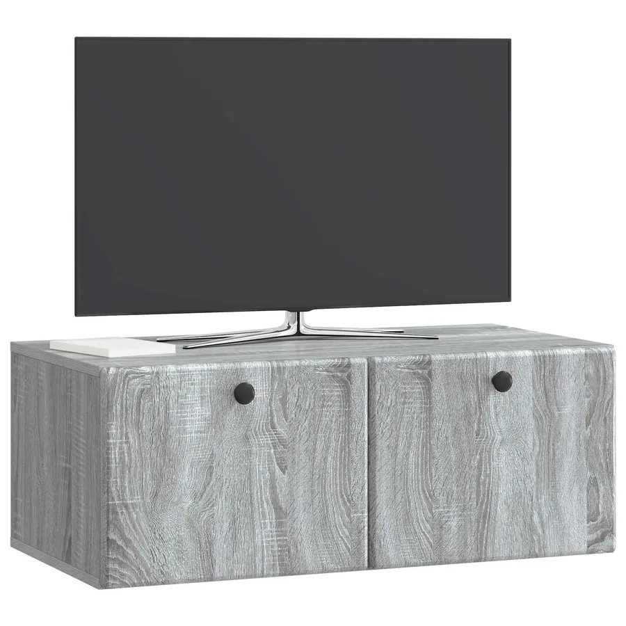 Meuble TV mural 78,5 x 41 x 30 cm Sonoma gris Bois d'ingénierie - 3
