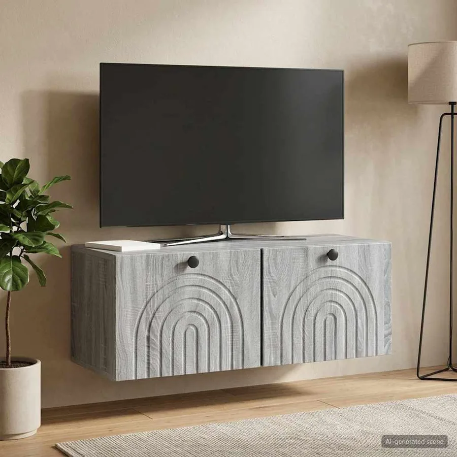 Meuble TV mural Sonoma gris 78,5 x 31 x 30 cm Bois d'ingénierie - 4