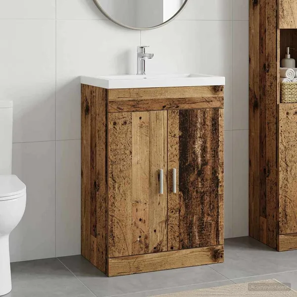 Meuble sous lavabo de salle de bain Bois ancien