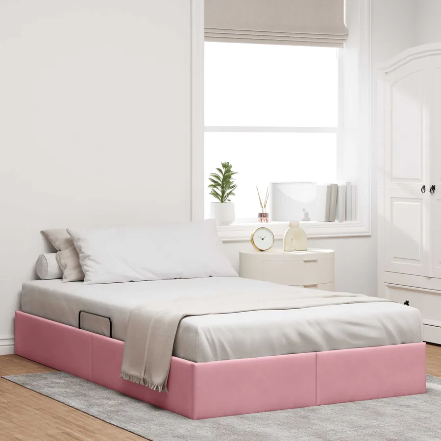Cadre de lit ottoman avec stockage Rose 120 x 200 cm Velours