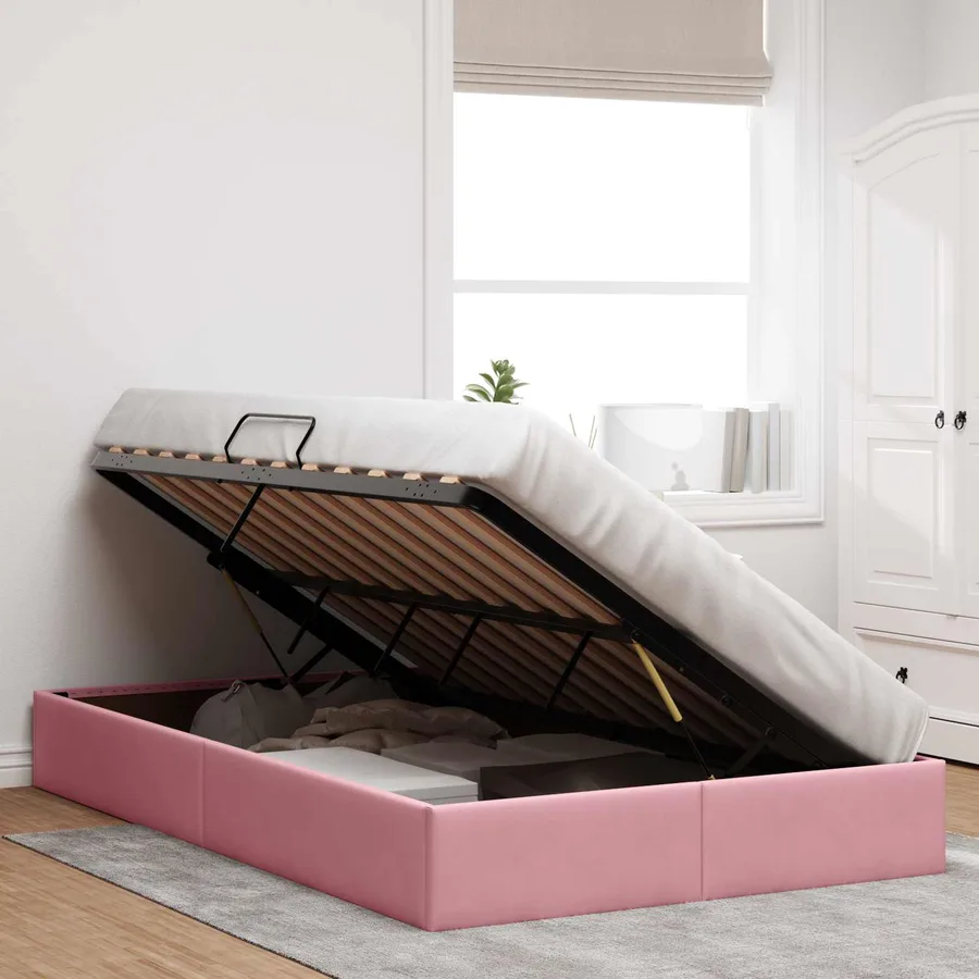 Cadre de lit ottoman avec stockage Rose 120 x 200 cm Velours - 4
