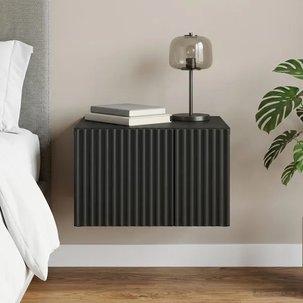 Cabinet de chevet mural avec tiroir Noir 33 x 34,5 x 20 cm