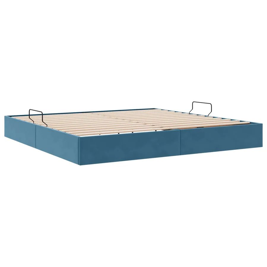 Cadre de lit ottoman Bleu foncé 200 x 200 cm Velours - 5