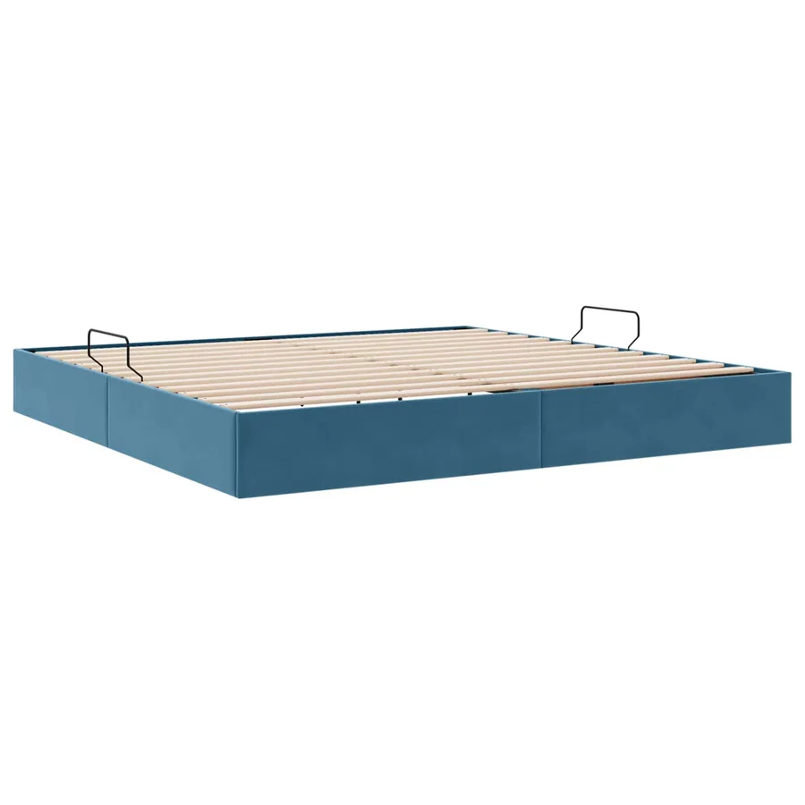 Cadre de lit ottoman Bleu foncé 200 x 200 cm Velours - 9