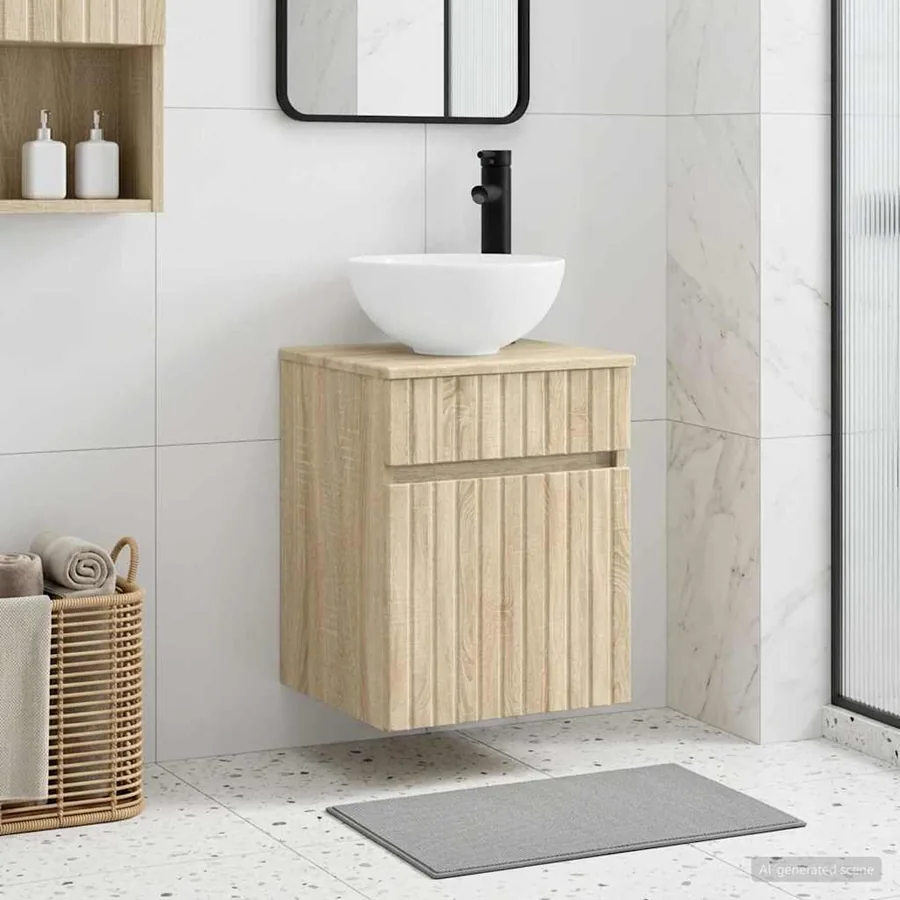 Meuble de lavabo mural Chêne Sonoma 39 x 35 x 63 cm