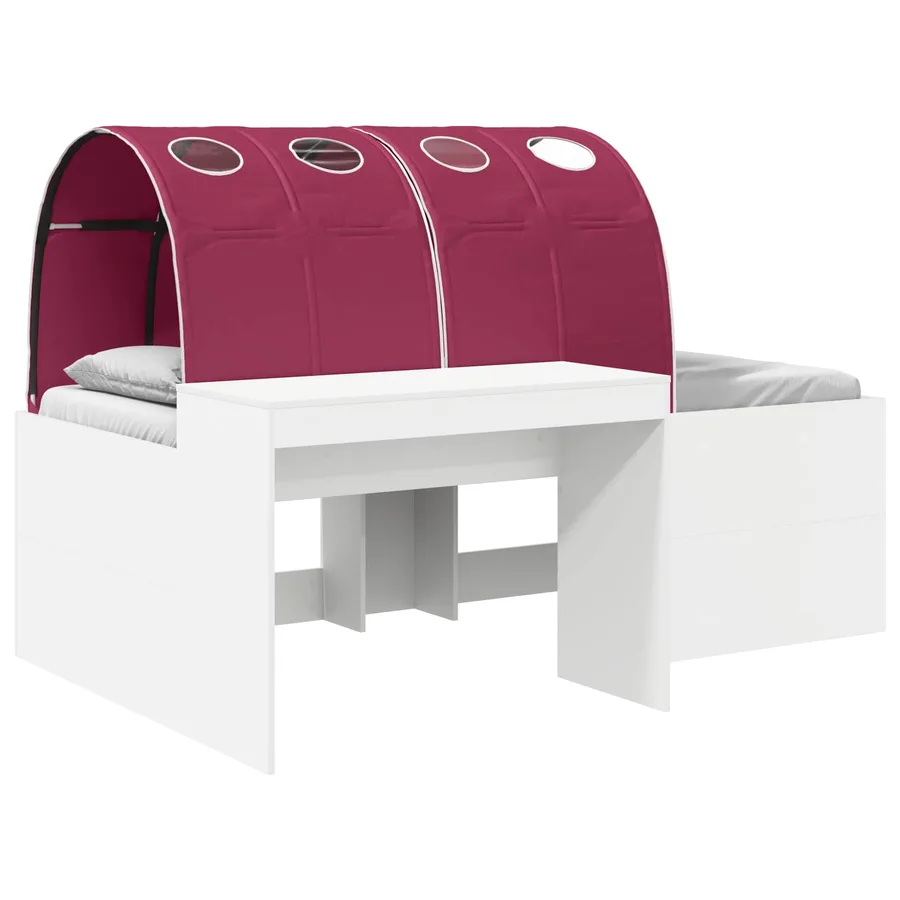 Lit haut pour enfants avec bureau 3 pc Blanc et rouge - 2