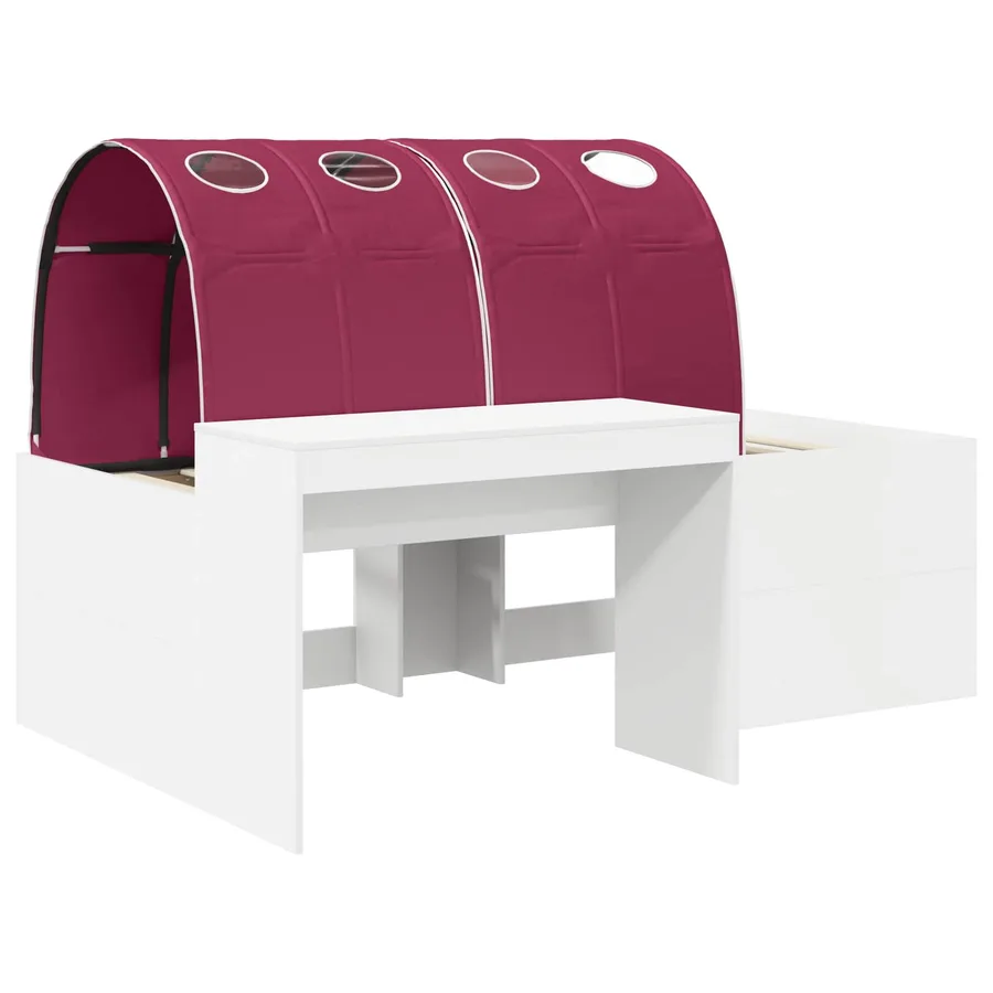 Lit haut pour enfants avec bureau 3 pc Blanc et rouge - 3
