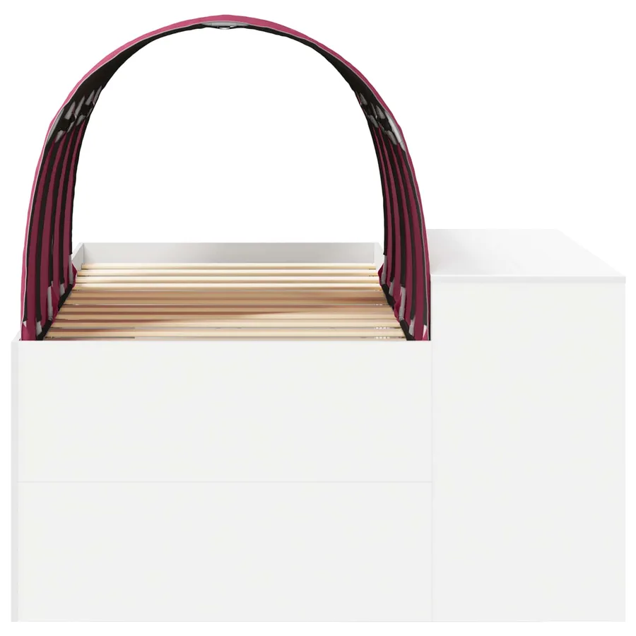 Lit haut pour enfants avec bureau 3 pc Blanc et rouge - 7