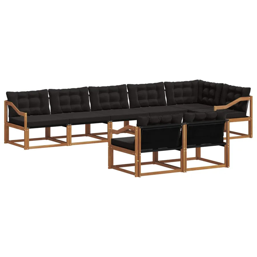 Ensemble de canapés d'extérieur 8 pcs Naturel et Noir - 2
