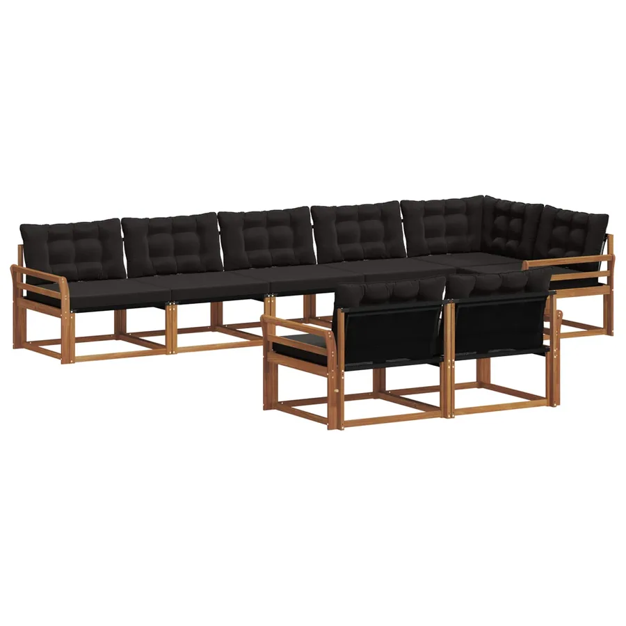 Ensemble de canapés d'extérieur 8 pcs Naturel et Noir - 2