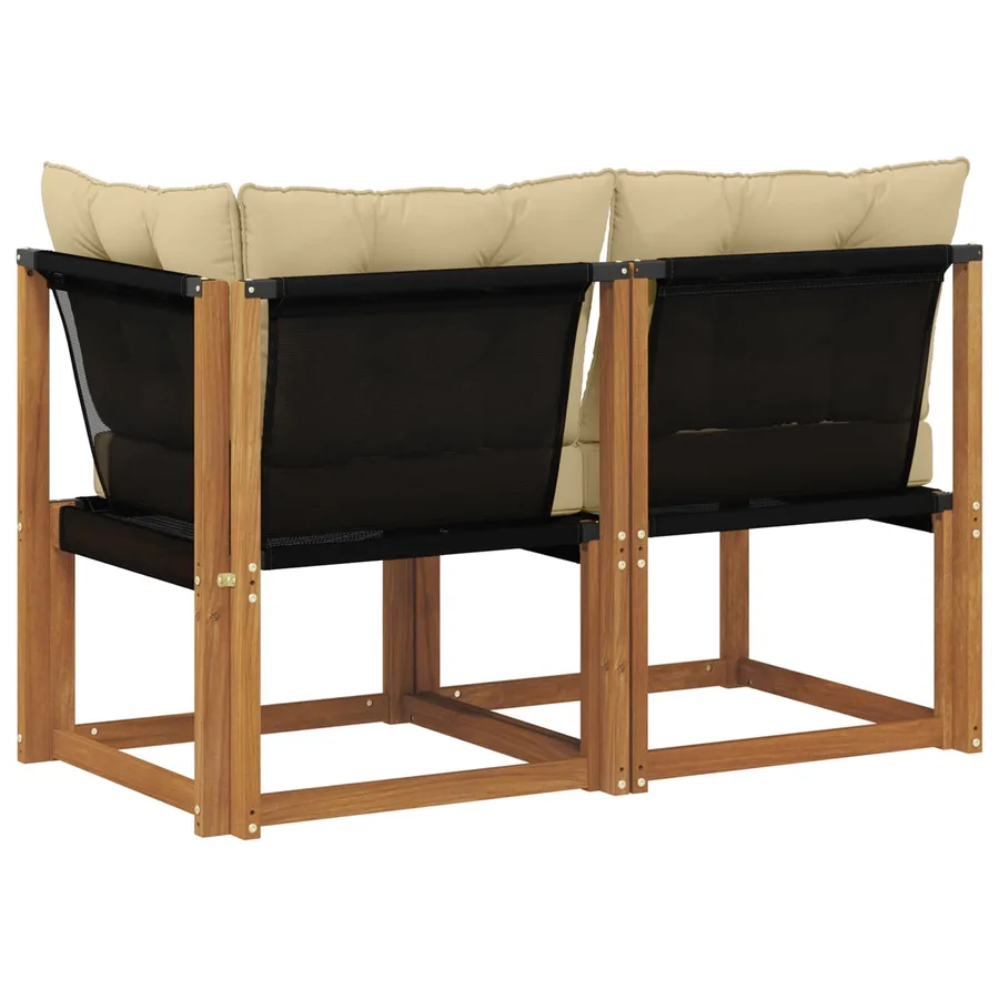 Canapé d’extérieur milieu et coin avec coussin 2 Pièce Naturel - 7