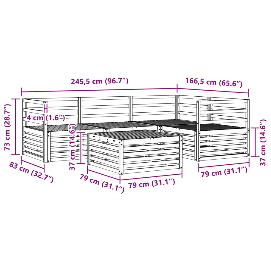 Ensemble de canapés d'extérieur 5 pcs Naturel - 10