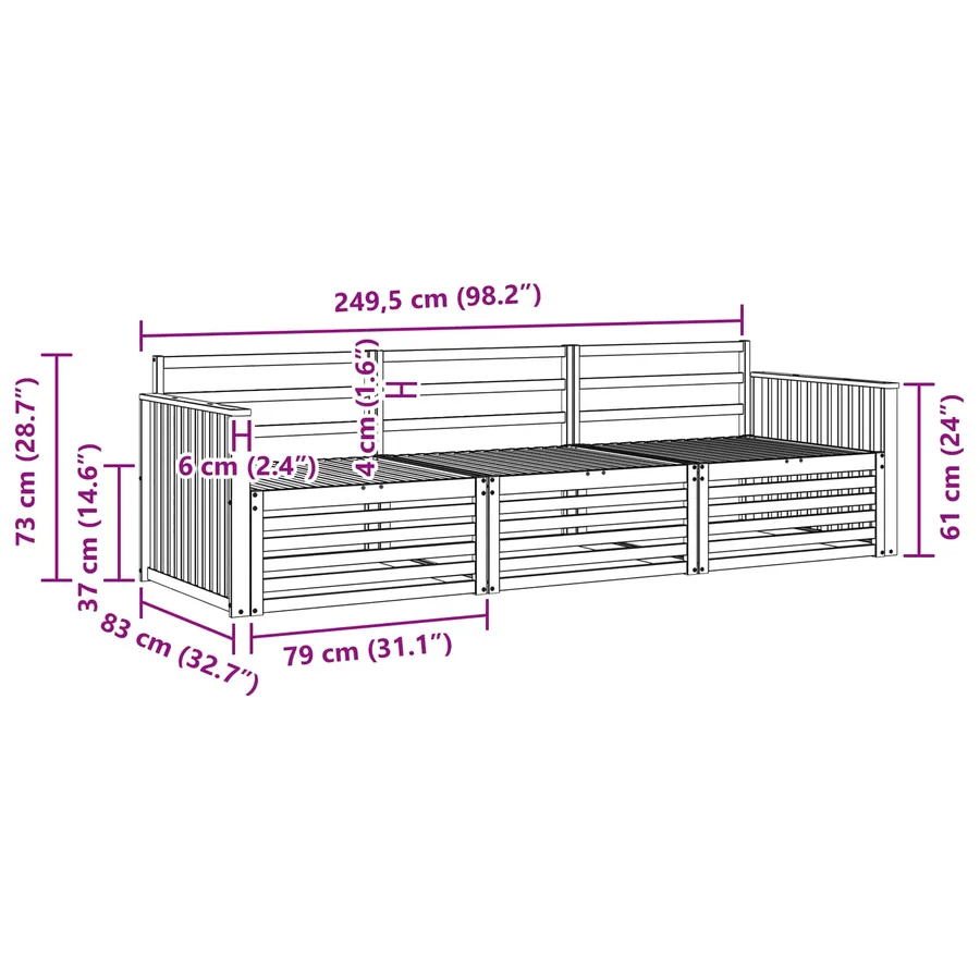 Ensemble de canapés d'extérieur 3 pcs Naturel - 6