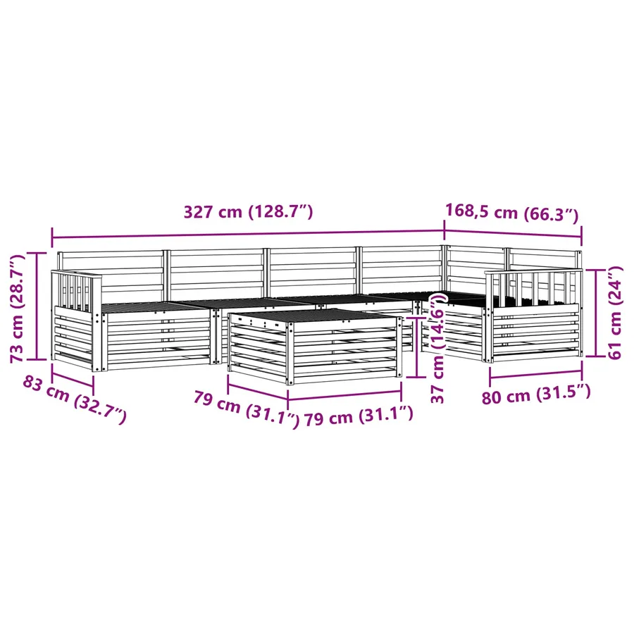 Ensemble de canapés d'extérieur 6 pcs Naturel - 11