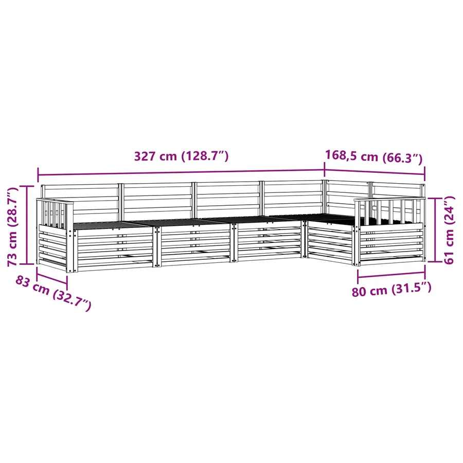 Ensemble de canapés d'extérieur 5 pcs Naturel - 9
