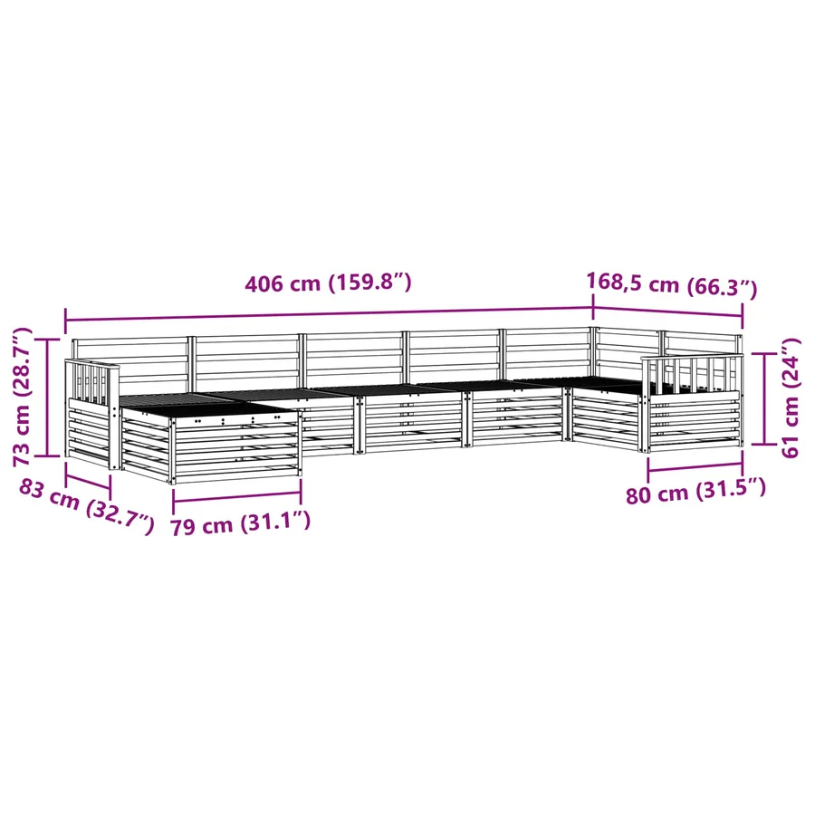 Ensemble de canapés d'extérieur 7 pcs Naturel - 10