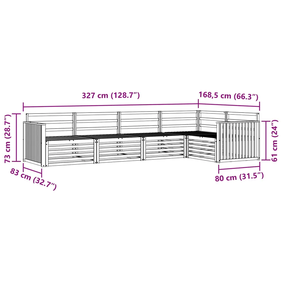 Ensemble de canapés d'extérieur 5 pcs Naturel - 8